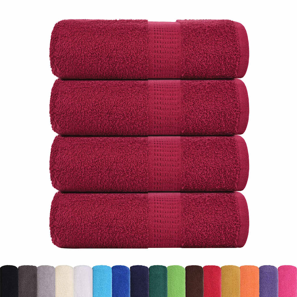 vidaXL Gastendoekjes 4 st 30x50 cm 360 g/m² 100% katoen bordeauxrood afbeelding