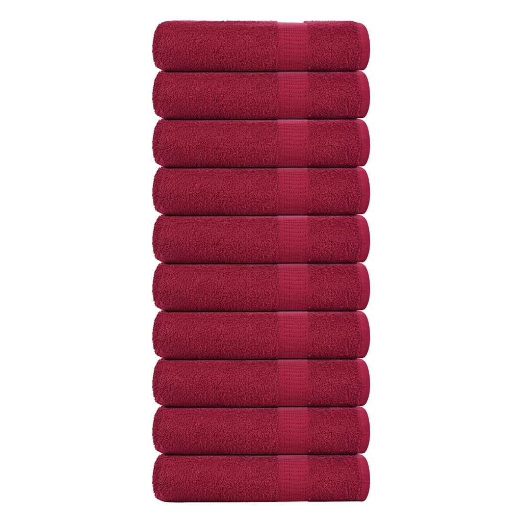 vidaXL Prosoape de mână 10 buc Bordeaux 50x100 cm 360 g/m² 100% bumbac