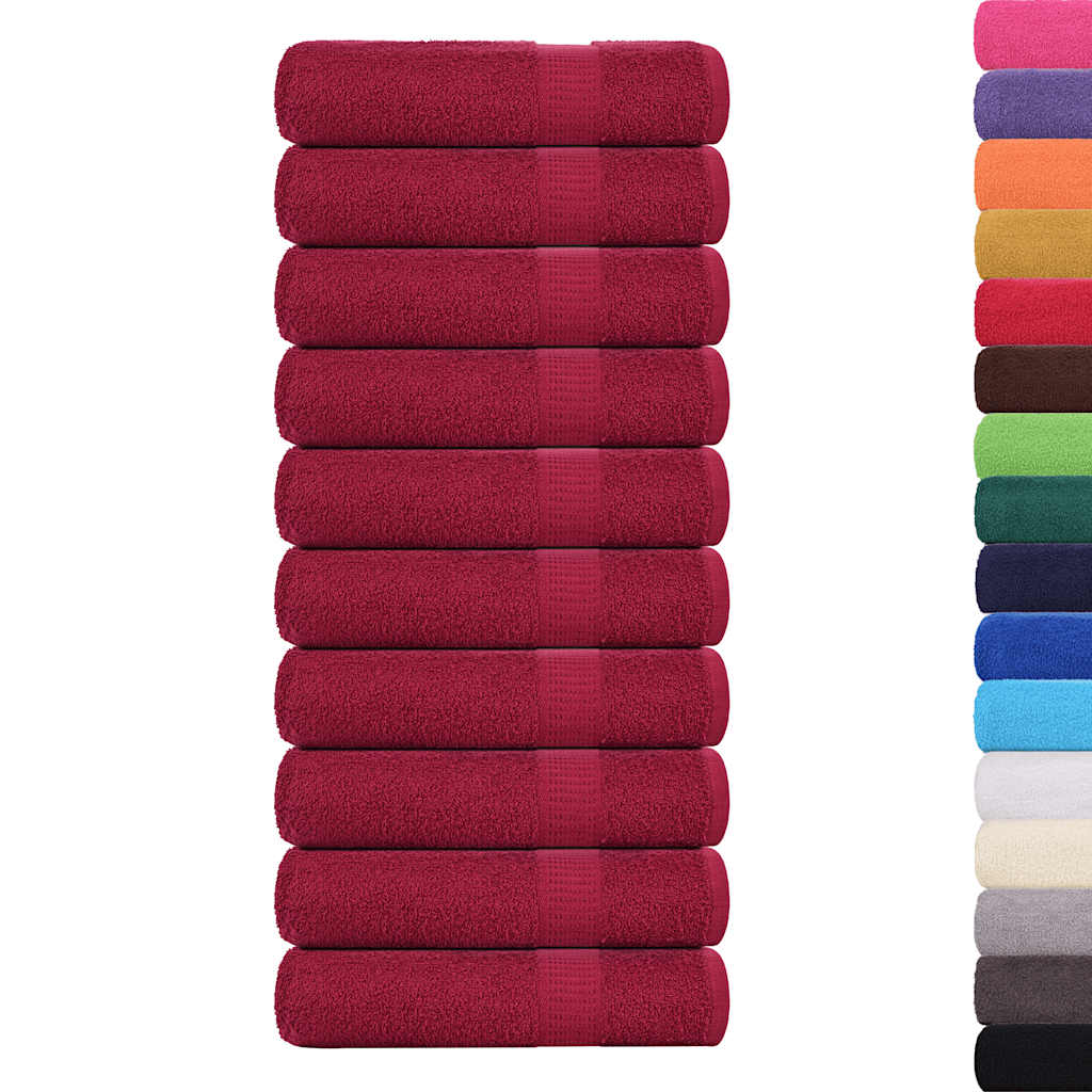 vidaXL Badhanddoeken 10 st 100x150cm 360 g/m² 100% katoen bordeauxrood afbeelding
