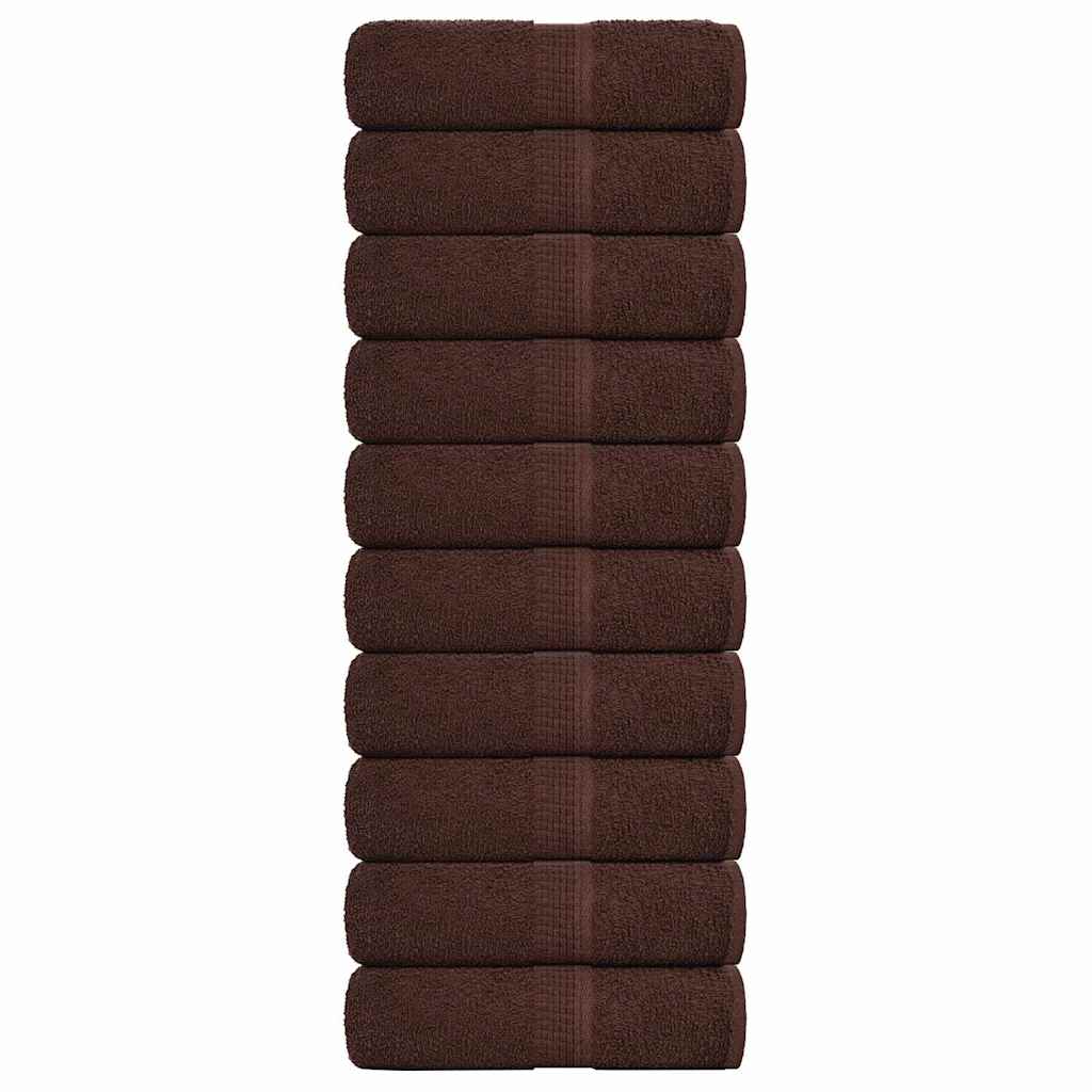 vidaXL Ručníky FROGN 10 ks hnědé 30x30 cm 360 g/m²