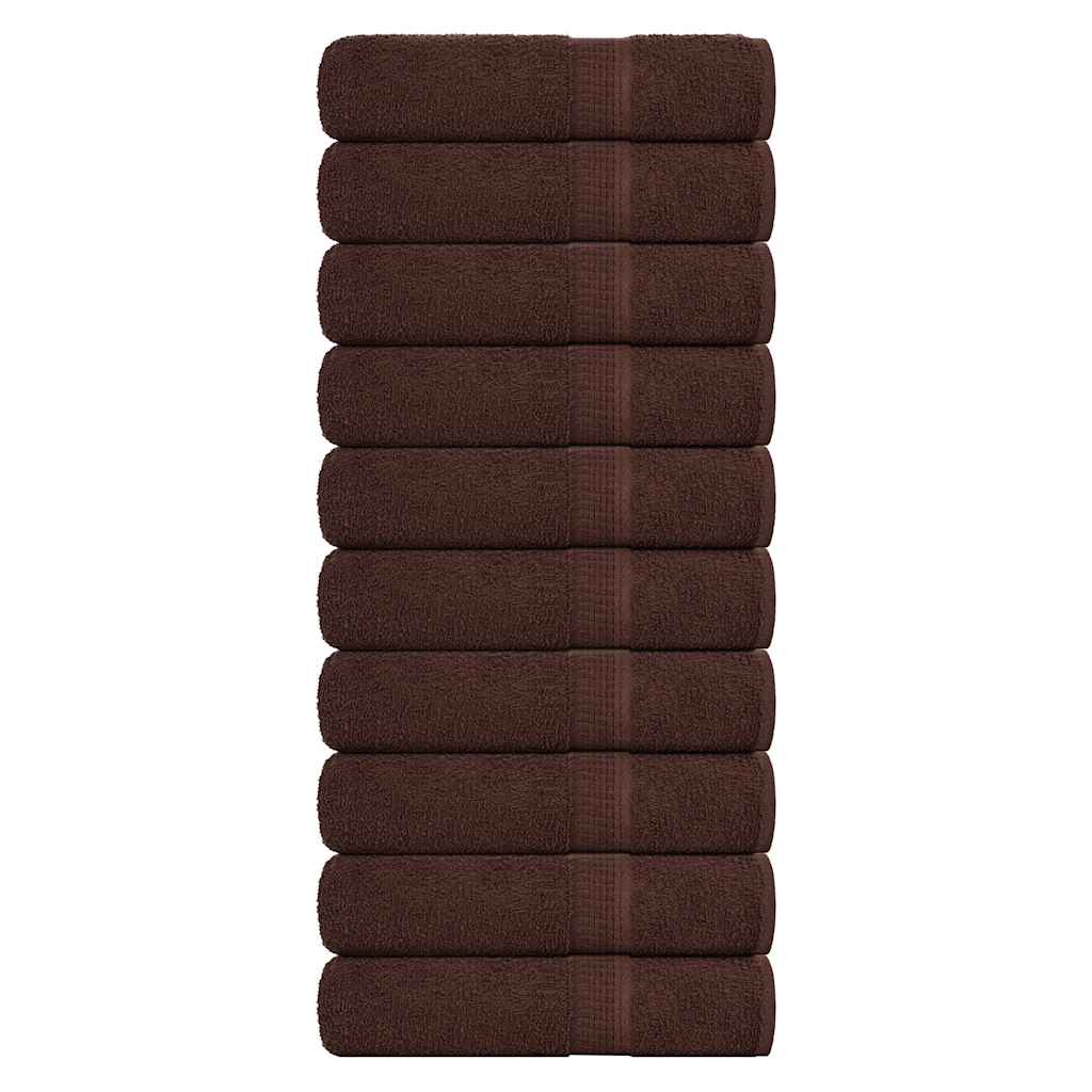 vidaXL Handdukar FROGN 10 st brun 50x100 cm 360 gsm
