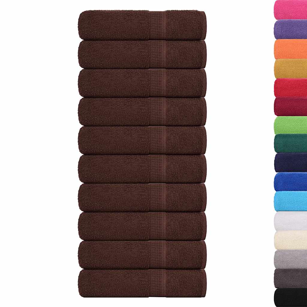 vidaXL Badhanddoeken 10 st 100x150 cm 360 g/m² 100% katoen bruin afbeelding