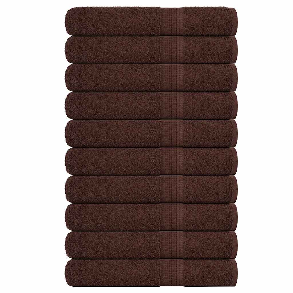 vidaXL Handdukar FROGN 10 st brun 100x200 cm 360 gsm