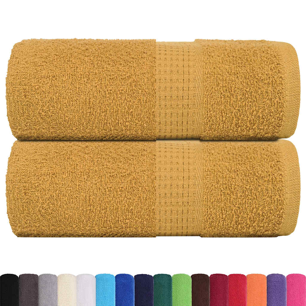 vidaXL Zeepdoekjes 2 st 30x30 cm 360 g/m² 100% katoen goudkleurig afbeelding