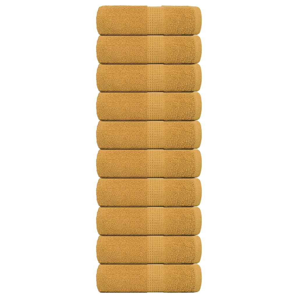 vidaXL Ručníky FROGN 10 ks zlaté 30x30 cm 360 g/m²