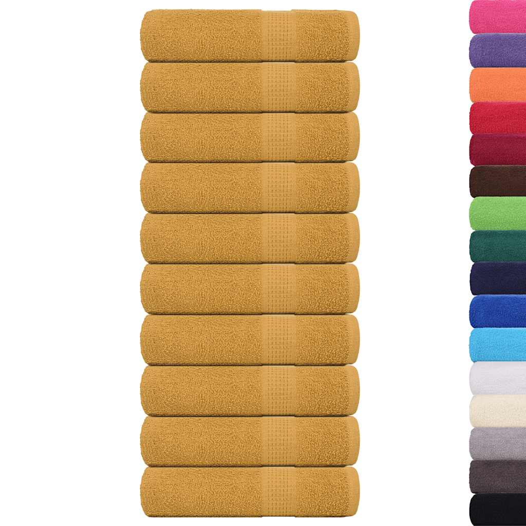 vidaXL Badhanddoeken 10 st 100x150 cm 360 g/m² 100% katoen goudkleurig afbeelding
