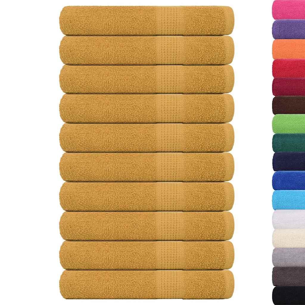 vidaXL Saunahanddoeken 10 st 80x200cm 360 g/m² 100% katoen goudkleurig afbeelding
