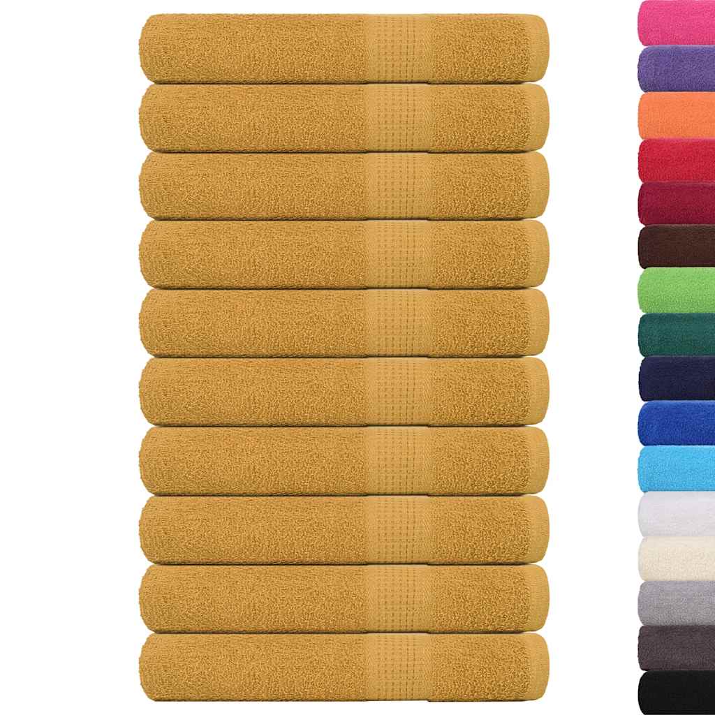 vidaXL Handdoeken 10 st 100x200 cm 360 g/m² 100% katoen goudkleurig afbeelding
