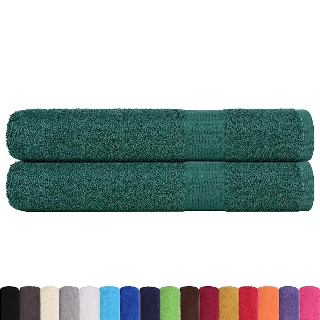 vidaXL Saunahanddoeken 2 st 80x200 cm 360 g/m² 100% katoen groen afbeelding