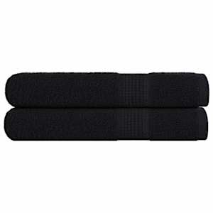 Savna brisače FROGN 2 kosa črne 80x200 cm 360 g/m²