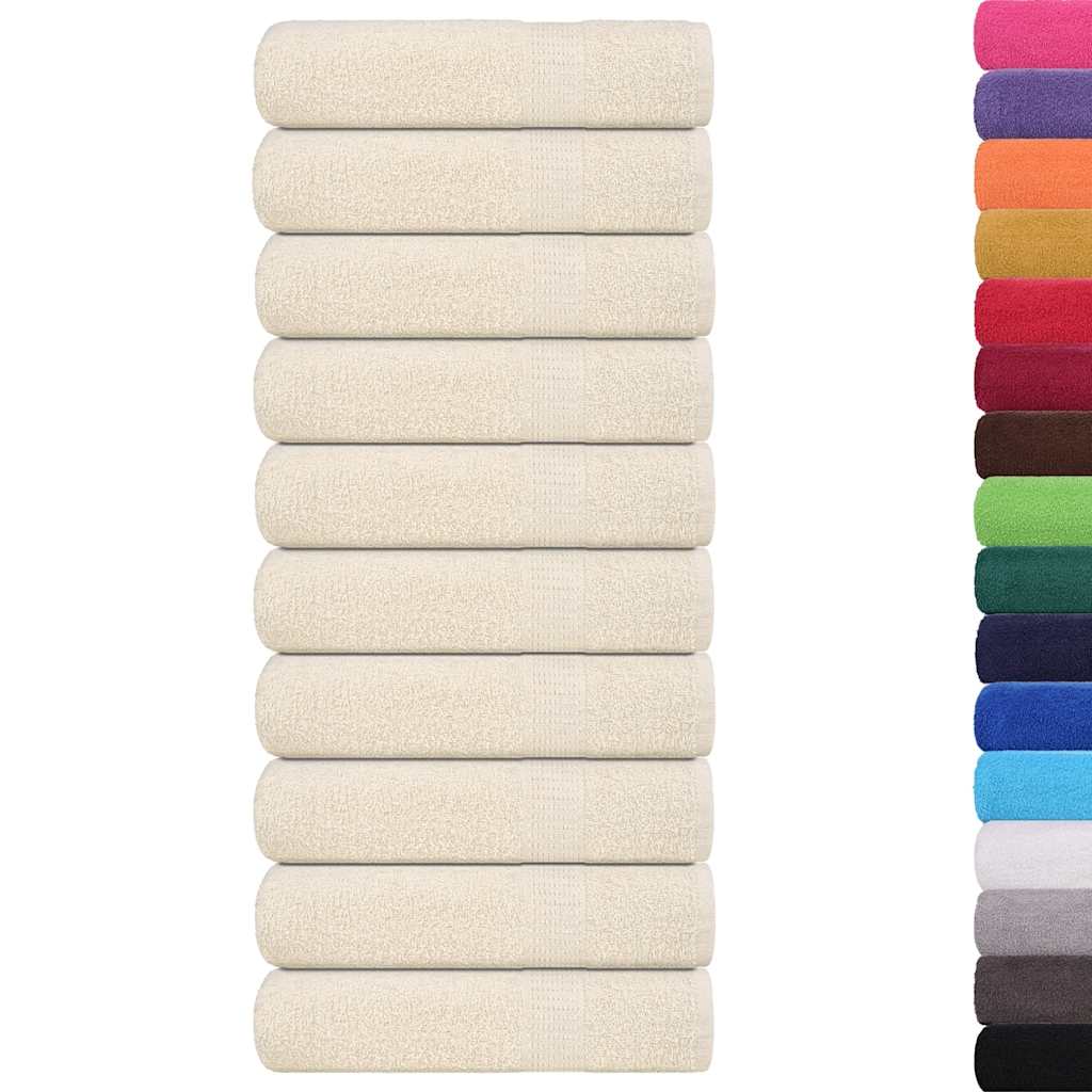 vidaXL Badhanddoeken 10 st 100x150cm 360 g/m² 100% katoen crèmekleurig afbeelding