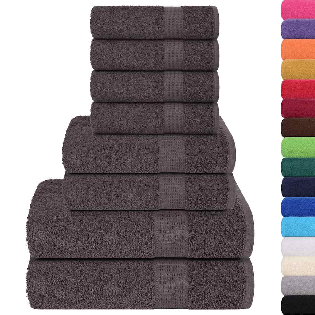 vidaXL 8-delige Handdoekenset 360 g/m² 100% katoen antracietkleurig afbeelding