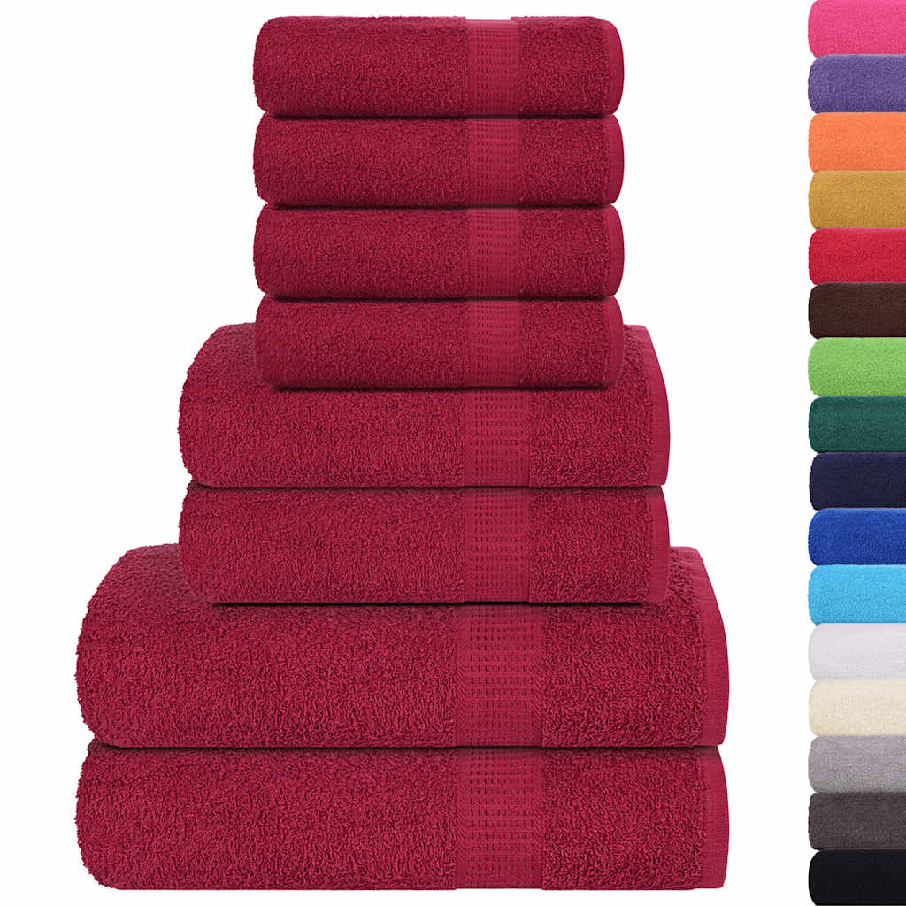 vidaXL 8-delige Handdoekenset 360 g/m² 100% katoen bordeauxrood afbeelding