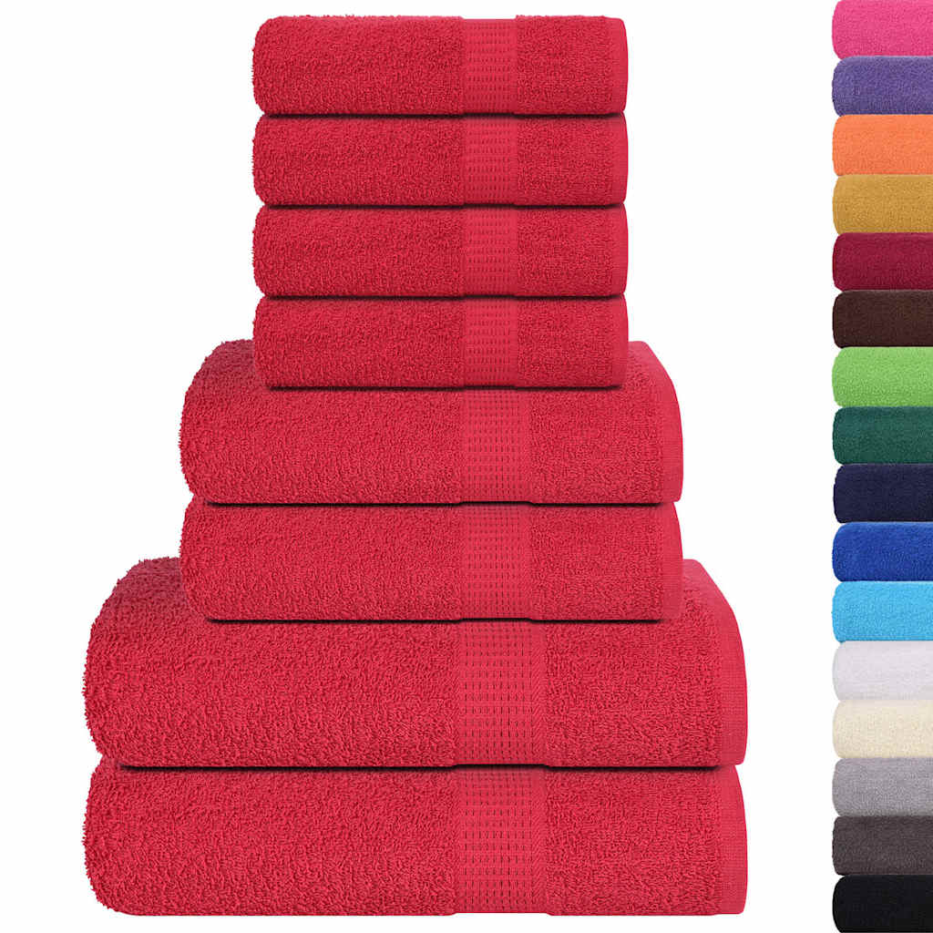 vidaXL 8-delige Handdoekenset 360 g/m² 100% katoen rood afbeelding