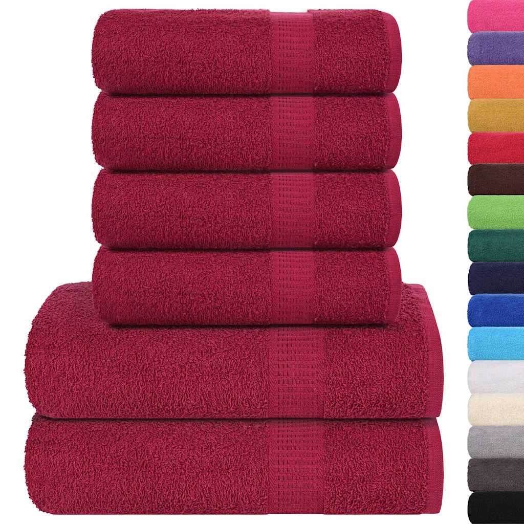 vidaXL 6-delige Handdoekenset 360 g/m² 100% katoen bordeauxrood afbeelding