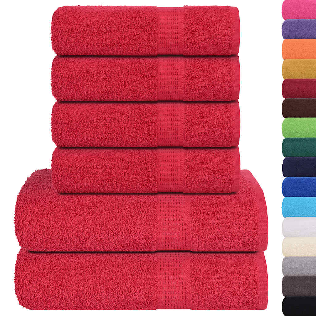 vidaXL 6-delige Handdoekenset 360 g/m² 100% katoen rood afbeelding