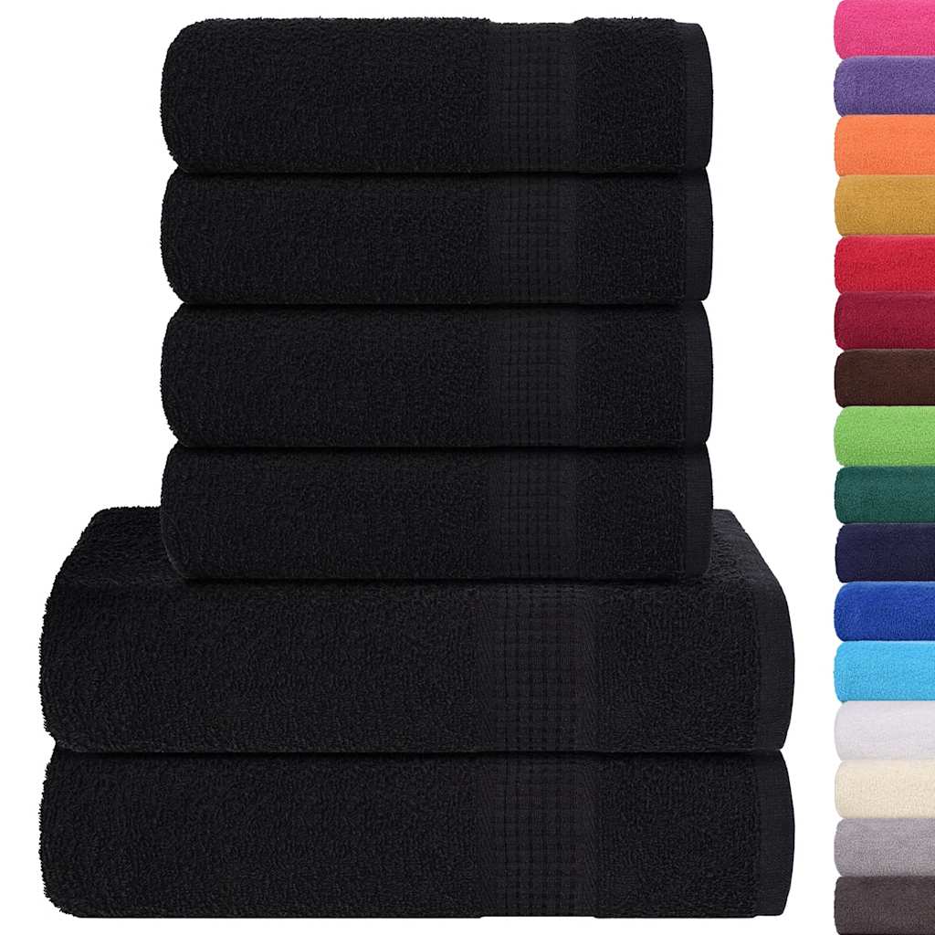 vidaXL 6-delige Handdoekenset 360 g/m² 100% katoen zwart afbeelding