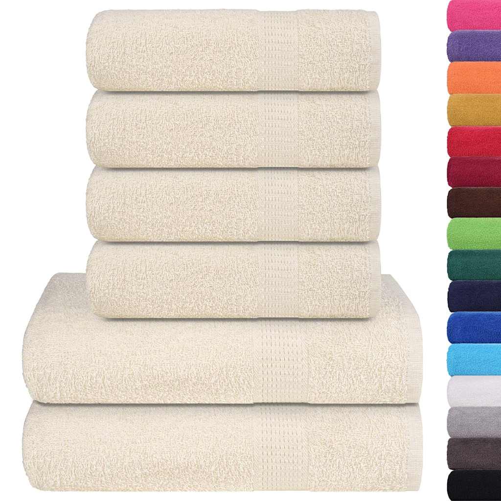 vidaXL 6-delige Handdoekenset 360 g/m² 100% katoen crèmekleurig afbeelding