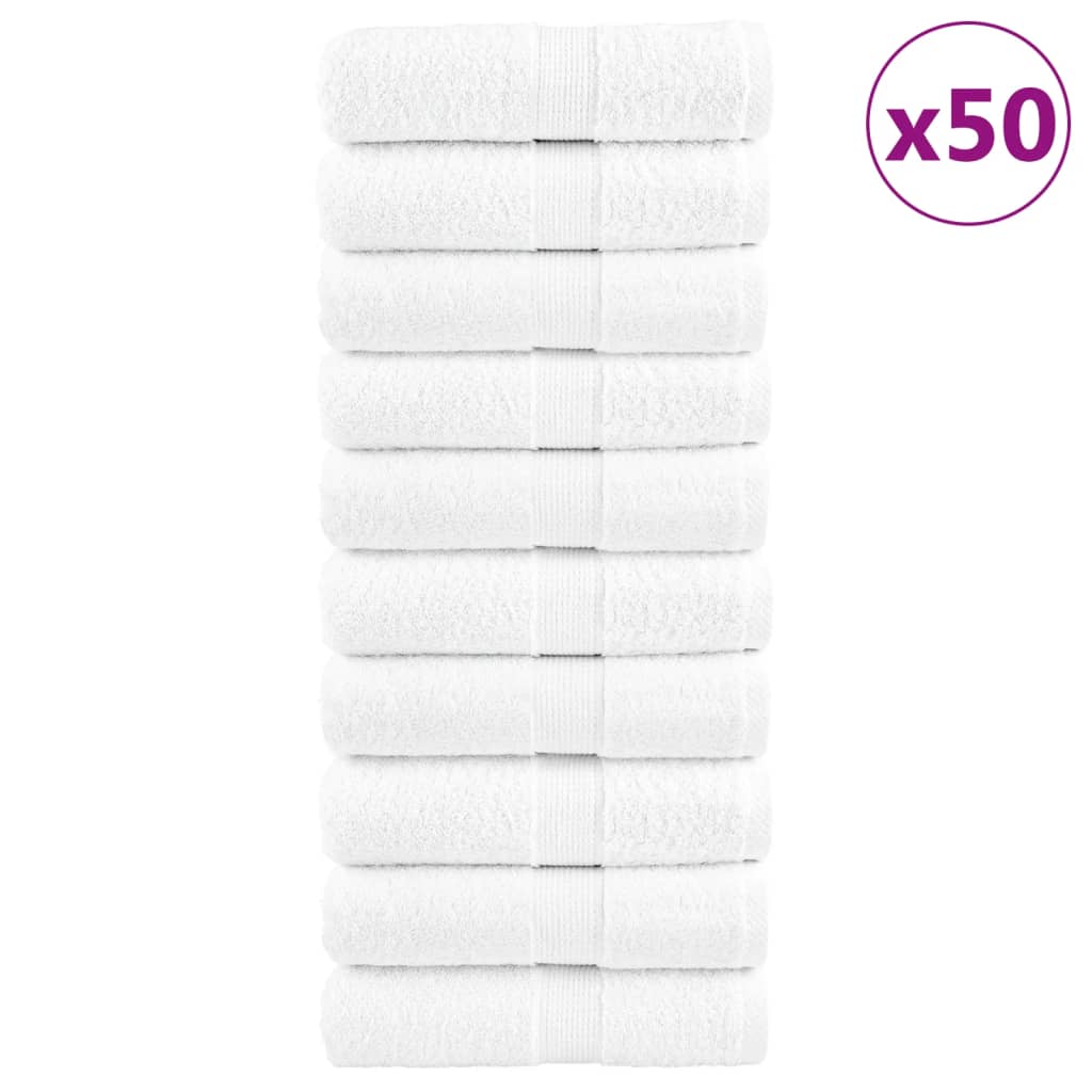 vidaXL Premium žínky SOLUND 50 ks bílé 15 x 21 cm 600 g/m²