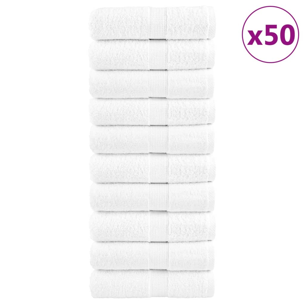 vidaXL Prosoape de mâini premium 50 buc alb 30x30cm 600gsm 100% bumbac