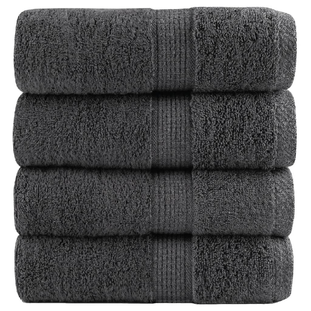 vidaXL Prémiové ručníky pro hosty SOLUND 4 ks antracitové 30x50 cm 600 g/m²