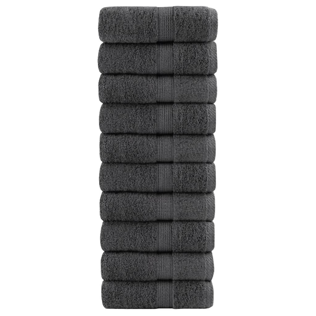 vidaXL Prémiové ručníky pro hosty SOLUND 10 ks antracitové 30x50 cm 600 g/m²