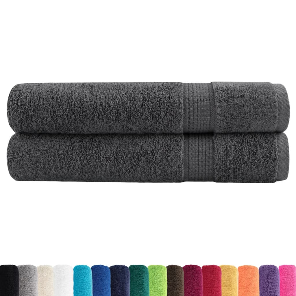 vidaXL Handdoeken SOLUND 2 st 600 g/m² 30x50 cm antracietkleur afbeelding