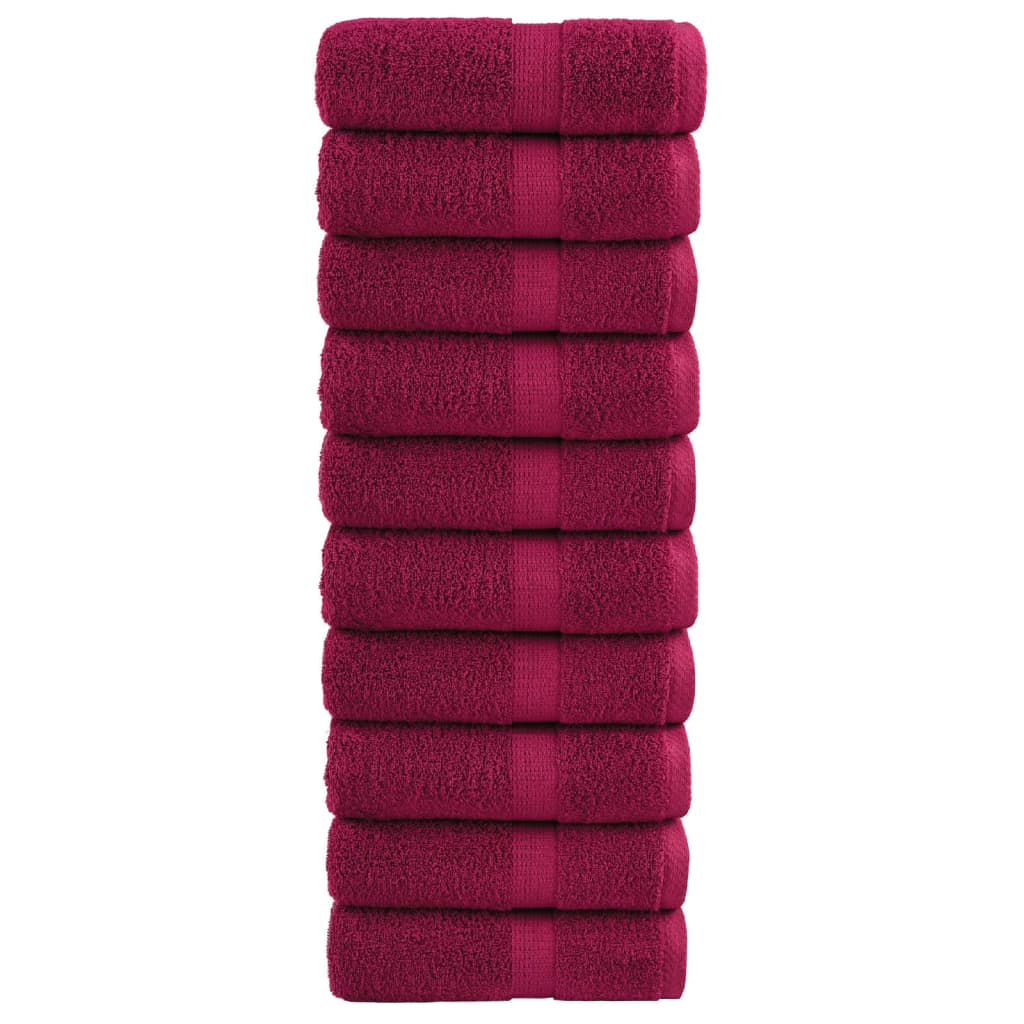 vidaXL Prémiové mycí utěrky SOLUND 10 ks bordó 30x30 cm 600 g/m²