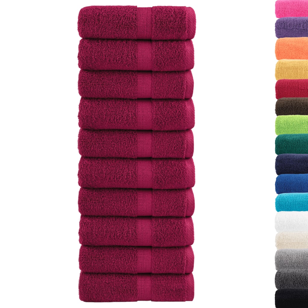 vidaXL Gastendoekjes SOLUND 10 st 600 g/m² 30x30 cm bordeauxrood