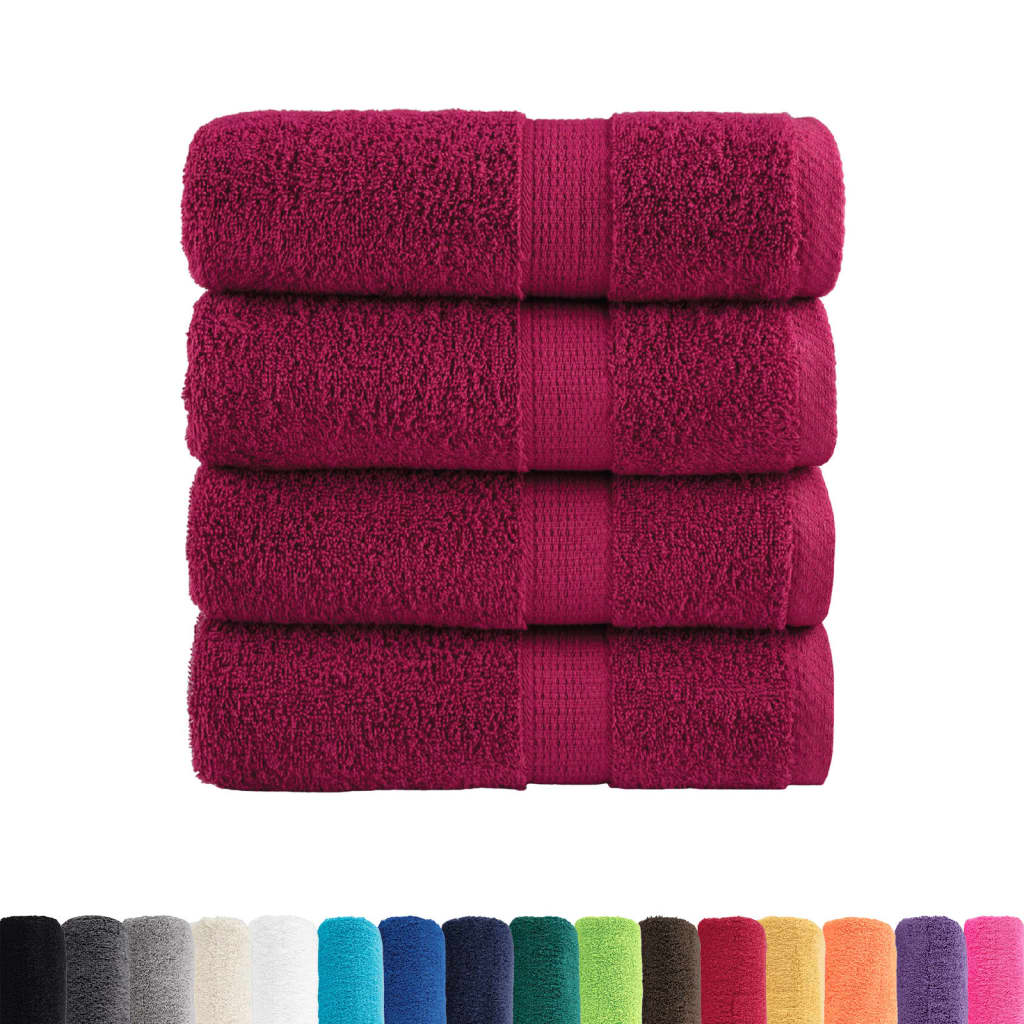 vidaXL Gastendoekjes SOLUND 4 st 600 g/m² 30x50 cm bordeauxrood
