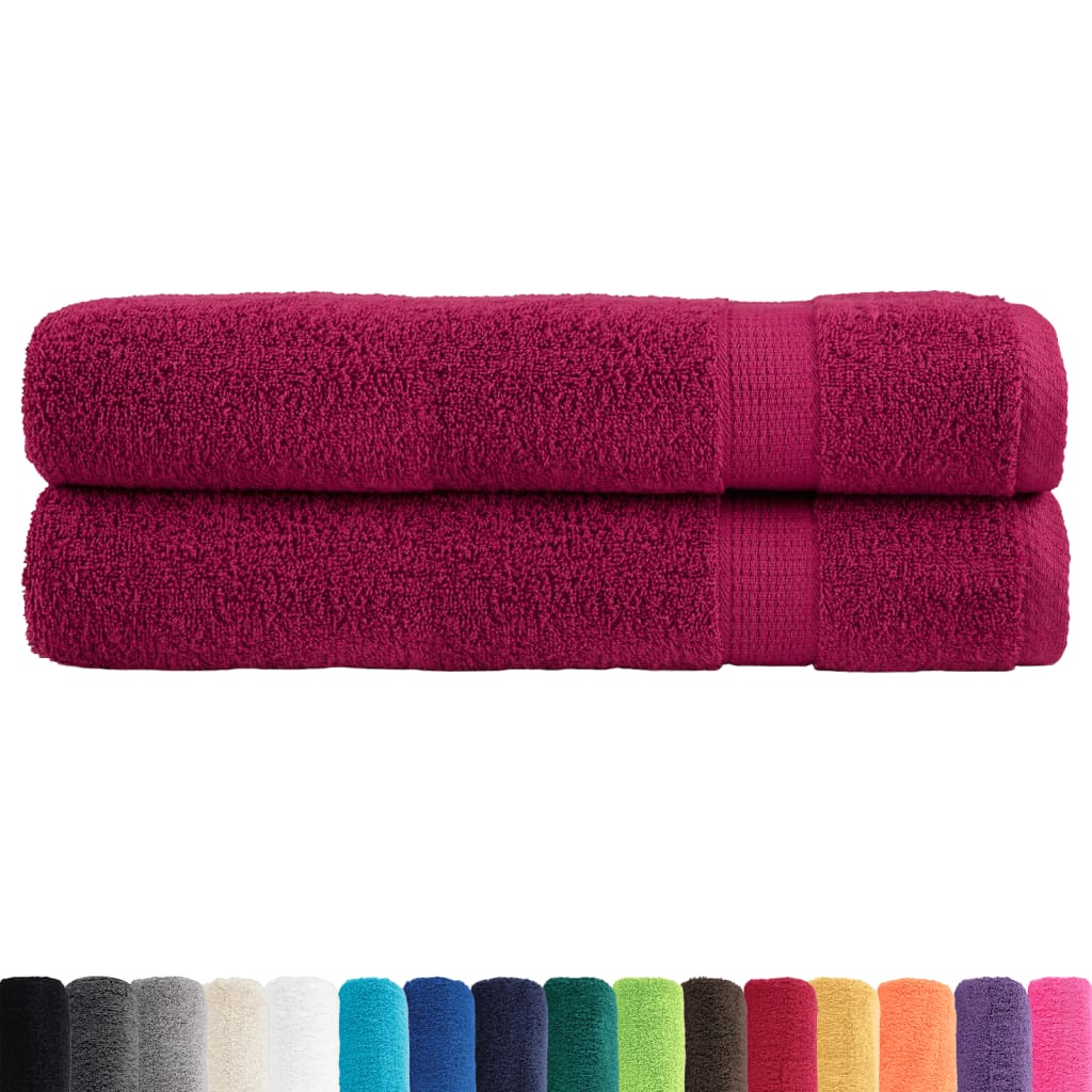 vidaXL - Saunadoeken - SOLUND - 2 - st - 600 - g/m² - 80x200 - cm - bordeauxrood
