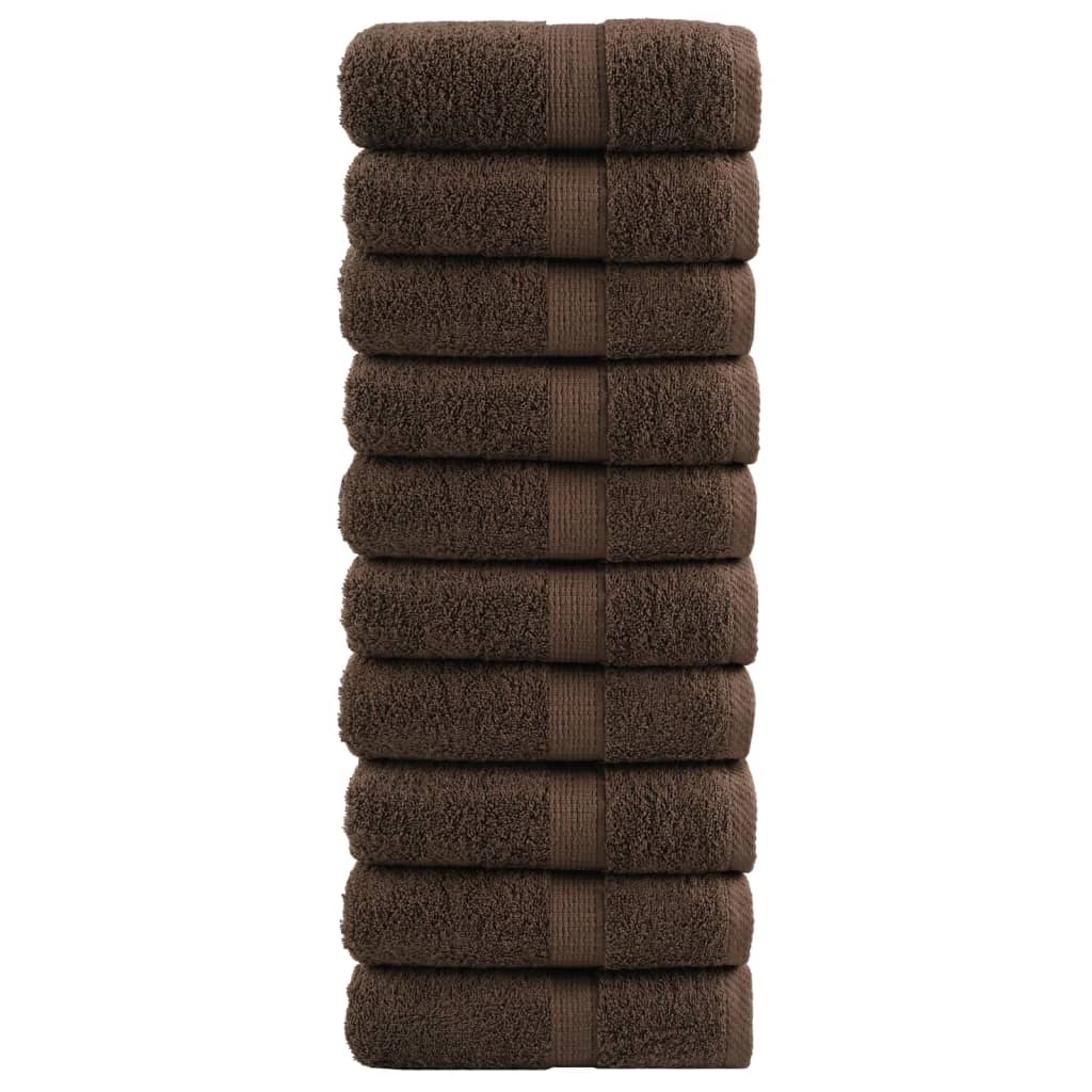 vidaXL Prémiové ručníky pro hosty SOLUND 10 ks hnědé 30x50 cm 600 g/m²