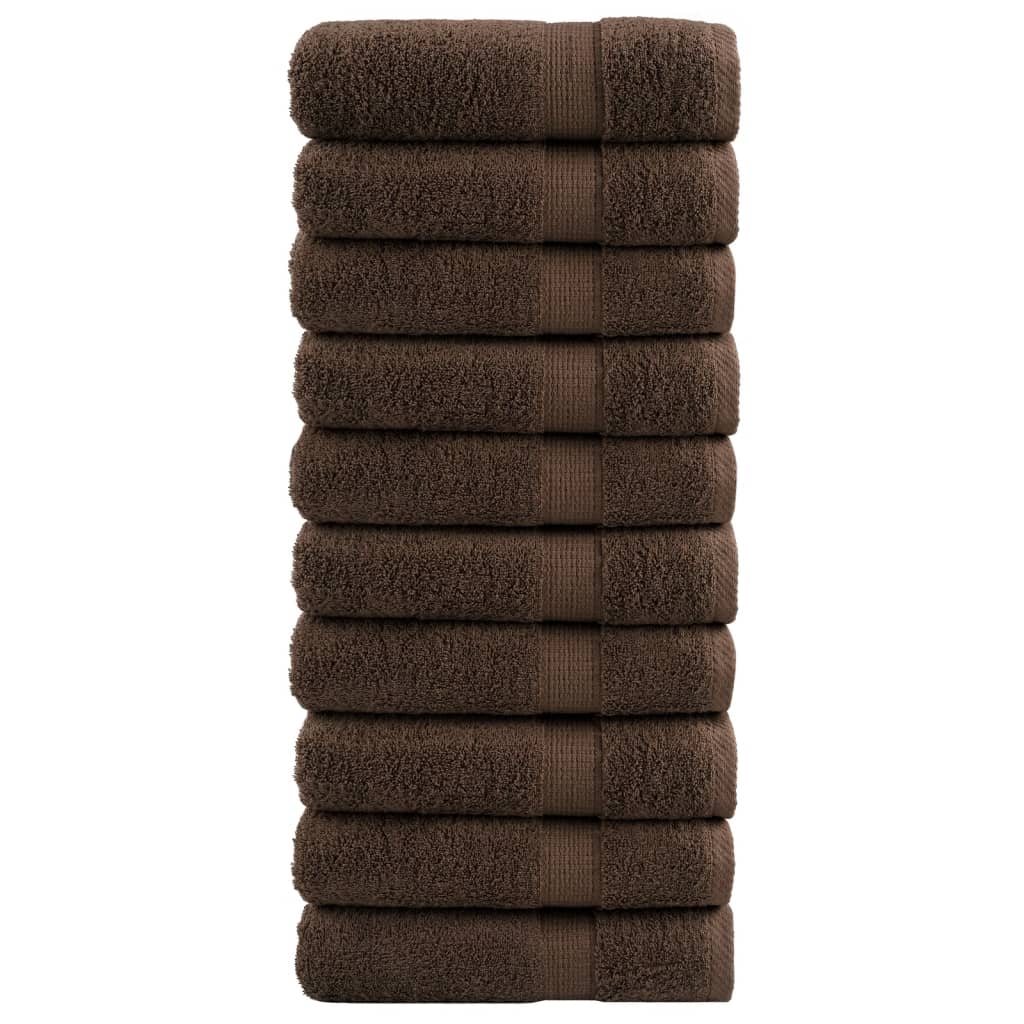 vidaXL Prémiové ručníky do sprchy SOLUND 10 ks hnědé 70x140 cm 600 g/m²