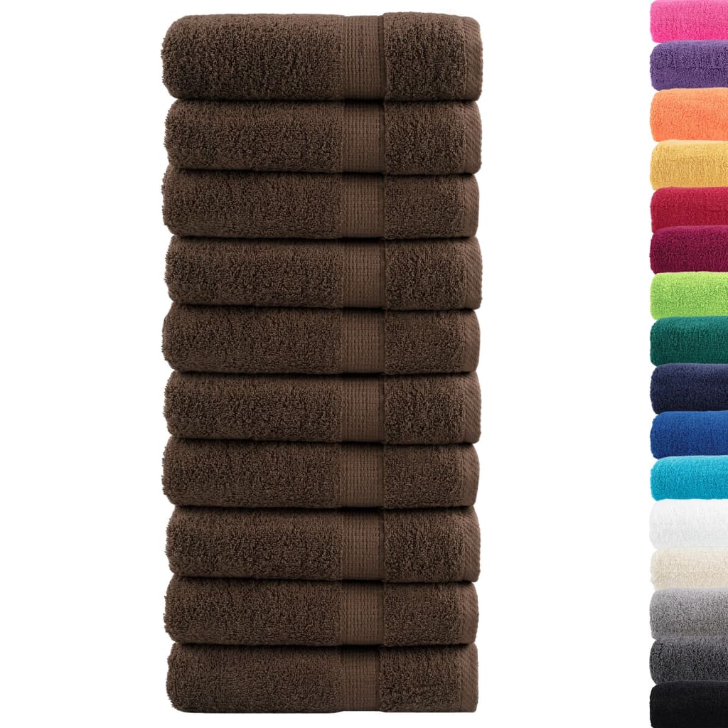 vidaXL Badhanddoeken SOLUND 10 st 600 g/m² 100x150 cm bruin afbeelding