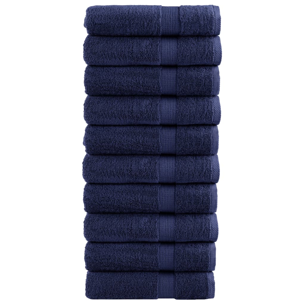 vidaXL Premium ručníky SOLUND 10ks tmavě modré 100x150cm 600 g/m²