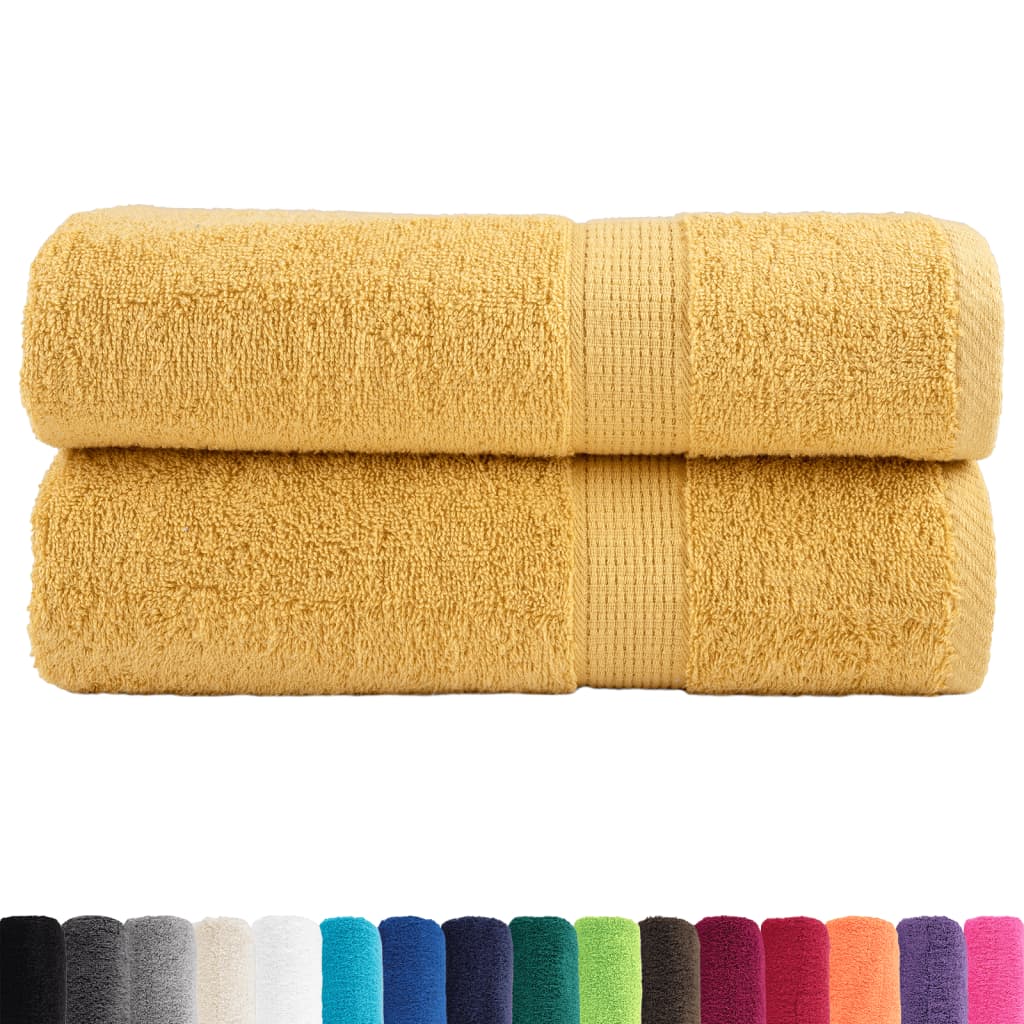 vidaXL Badhanddoeken SOLUND 2 st 600 g/m² 70x140 cm goudkleurig