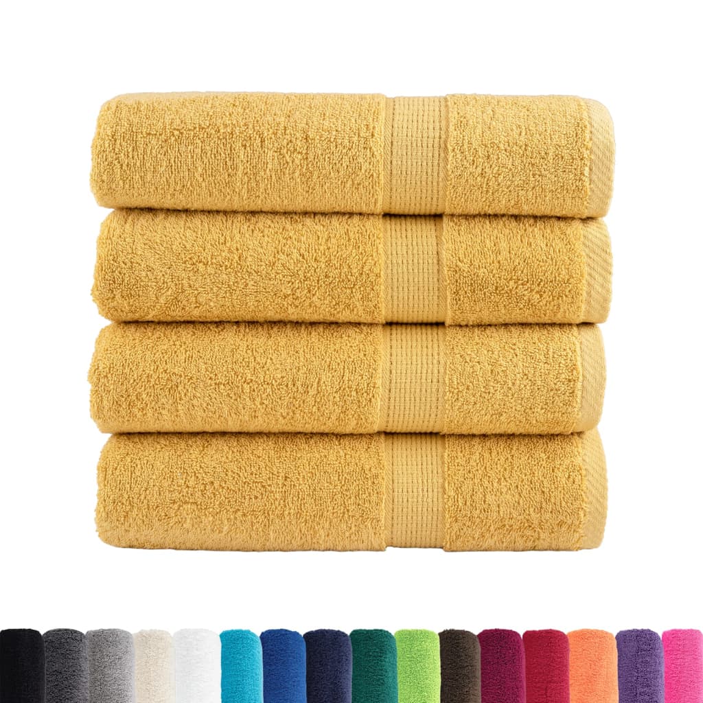 vidaXL - Badhanddoeken - SOLUND - 4 - st - 600 - g/m² - 100x150 - cm - goudkleurig