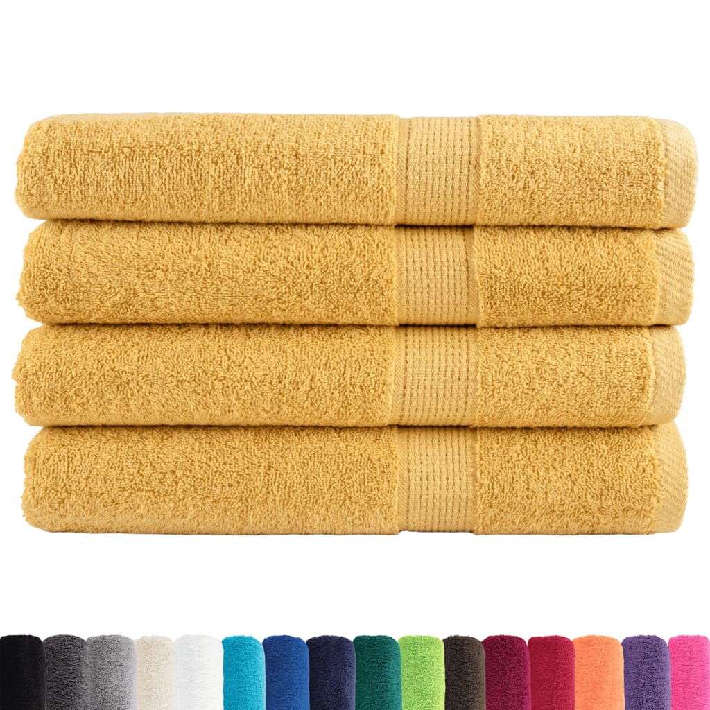 vidaXL Saunadoeken SOLUND 4 st 600 g/m² 80x200 cm goudkleurig afbeelding