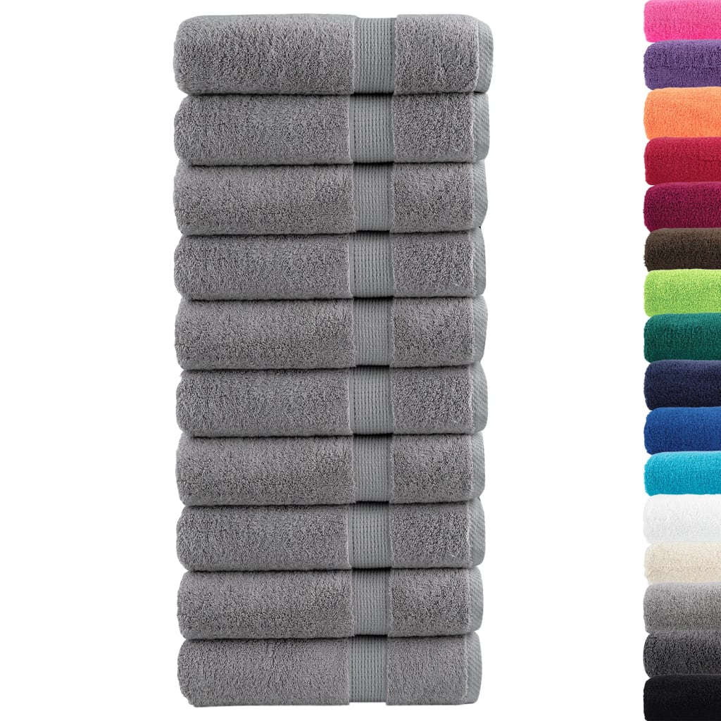 vidaXL Badhanddoeken SOLUND 10 st 600 g/m² 70x140 cm grijs
