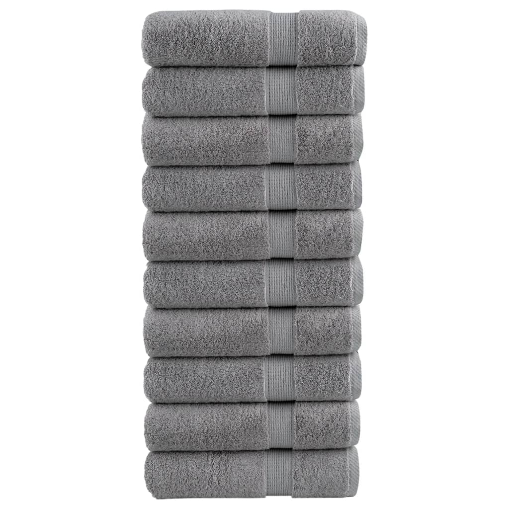vidaXL Prémiové osušky SOLUND 10 ks šedé 100x150 cm 600 g/m²