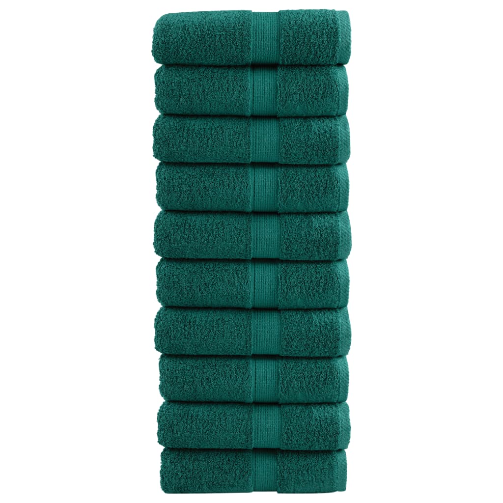 vidaXL Prosoape mâini premium 10 buc verde 30x30cm 600 gsm 100% bumbac