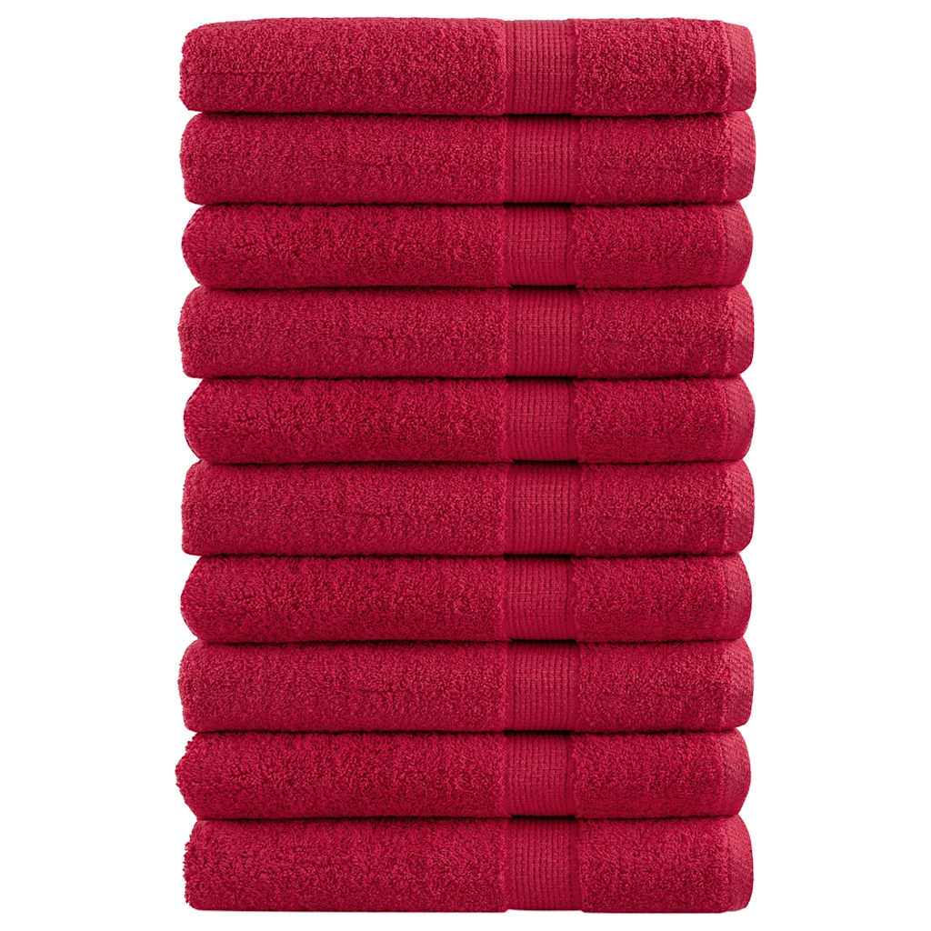 vidaXL Premium ručníky SOLUND 10 ks červené 80 x 200 cm 600 g/m²