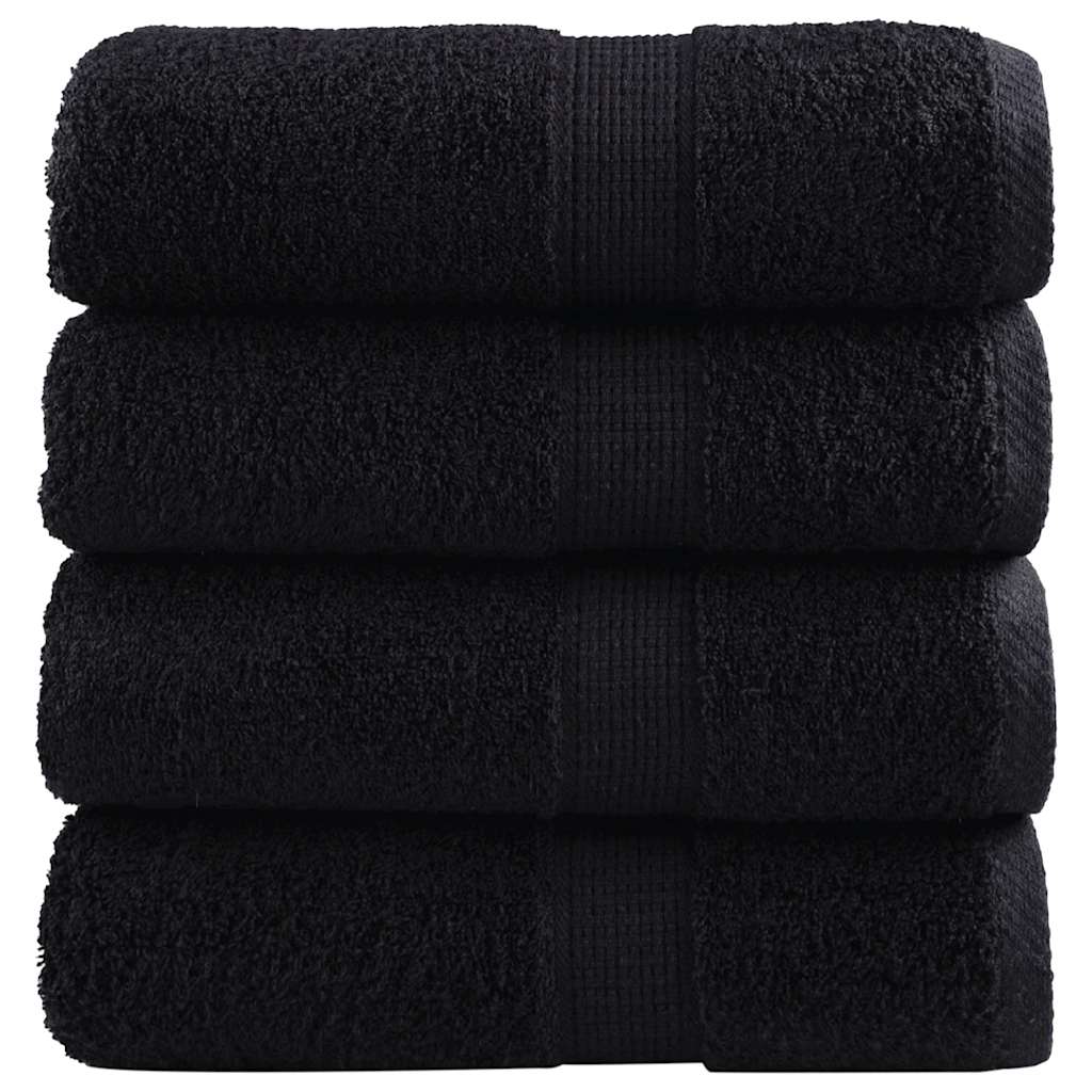 vidaXL Premium ručníky SOLUND 4 ks černé 30 x 50 cm 600 g/m²