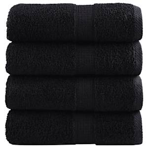 Premium brisače za goste SOLUND 4 kosi črne 30x50 cm 600 g/m²