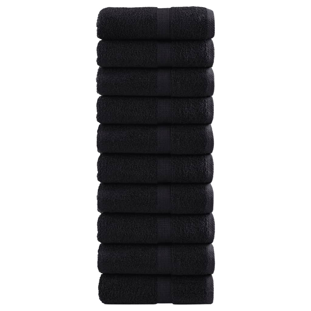 vidaXL Prosoape oaspeți premium 10buc negru 30x50cm 600gsm 100% bumbac