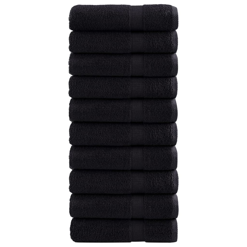 vidaXL Premium handdukar SOLUND 10 st svart 50x100 cm 600 gsm