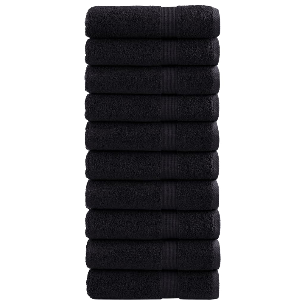 vidaXL Prémiové osušky SOLUND 10 ks černé 100x150 cm 600 g/m²