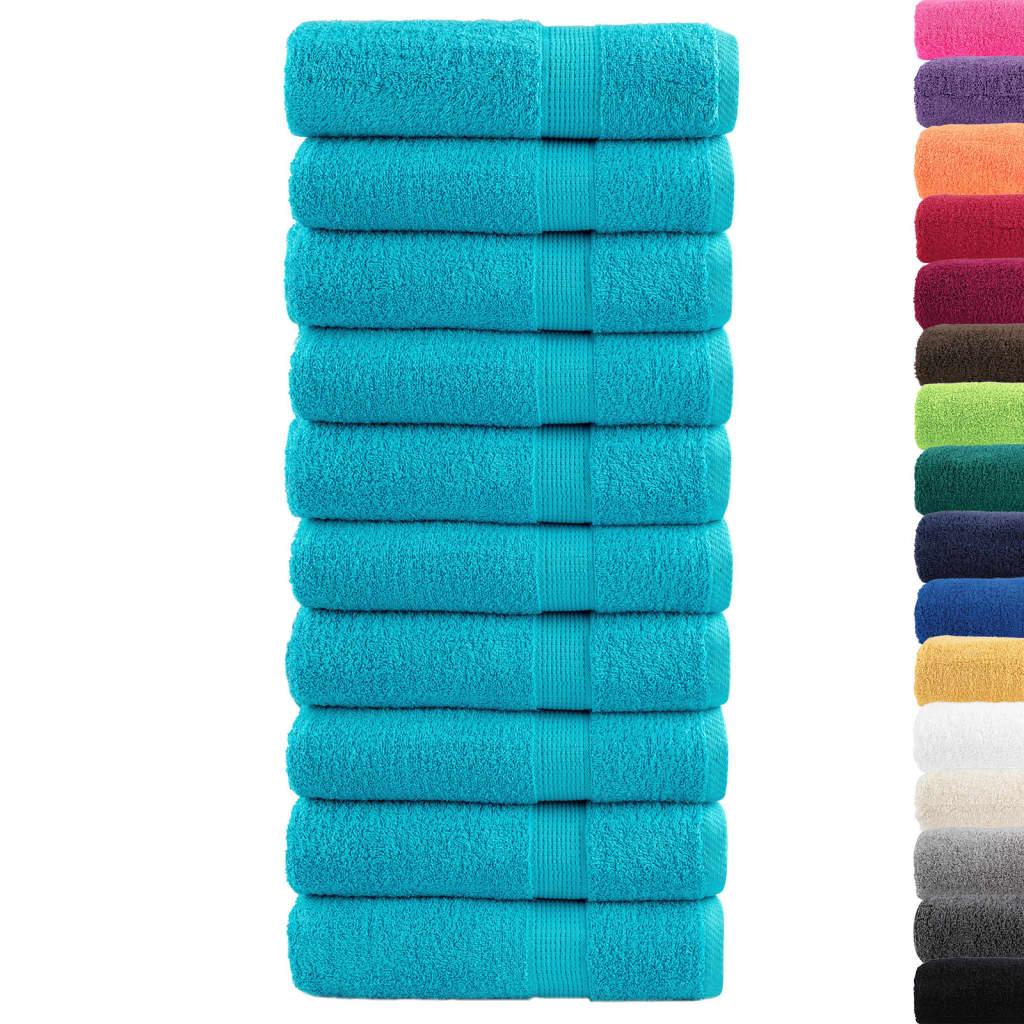 vidaXL Badhanddoeken SOLUND 10 st 600 g/m² 70x140 cm turquoise afbeelding