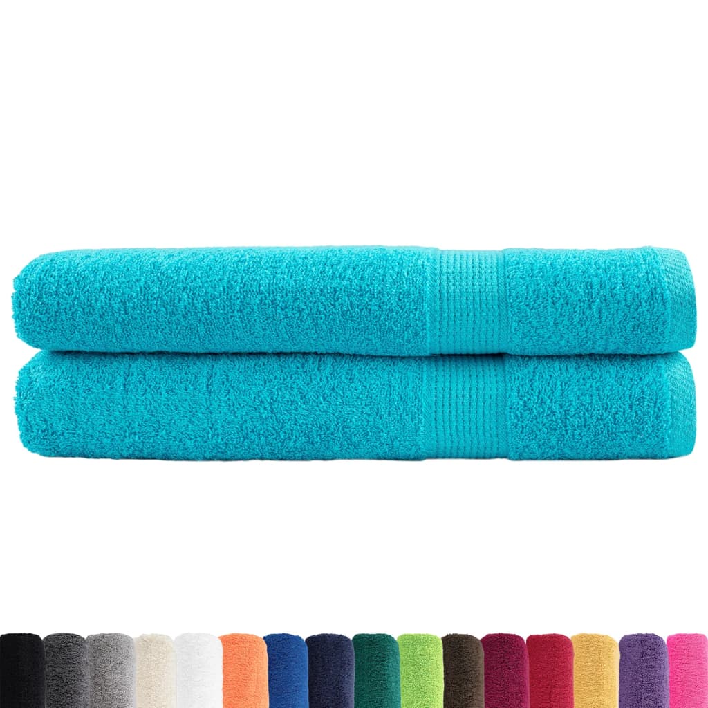 vidaXL Saunadoeken SOLUND 2 st 600 g/m² 80x200 cm turquoise afbeelding