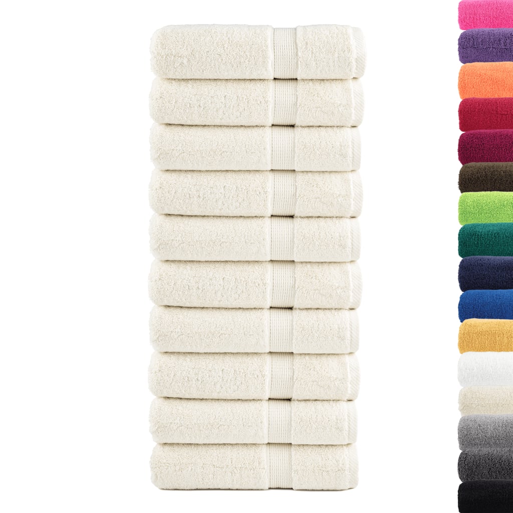 vidaXL Badhanddoeken SOLUND 10 st 600 g/m² 70x140 cm crèmekleurig